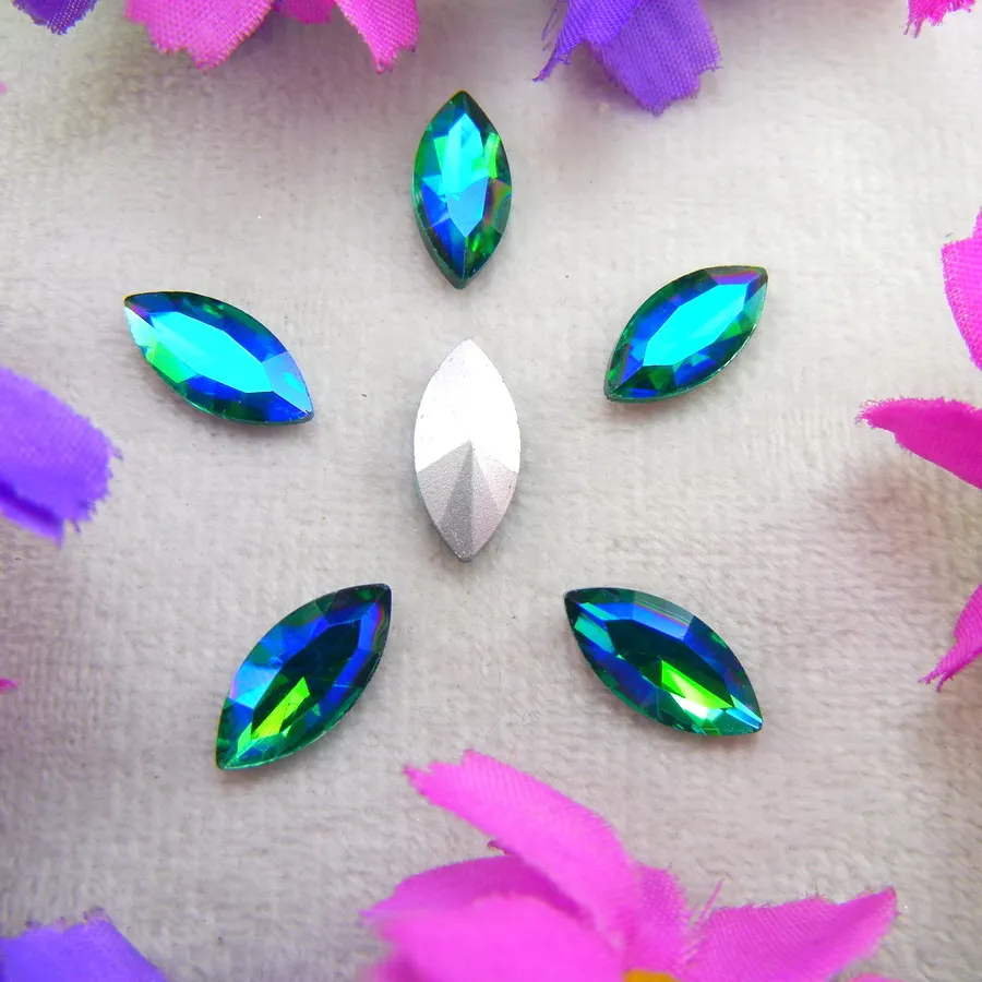 AB Farben 8 Größen Navette Pferdeaugen-Markise Form Glas-Klebekristalle Strass-Ornamente Zubehör DIY-Verzierung – Detail 5