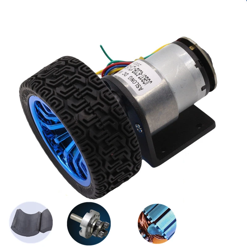 Hall Encoder DC Motor JGB37-520BTC 11PPR 6V 12V Deceleration Smart Car Set 65MM Wheel Bracket 7-1600RPM