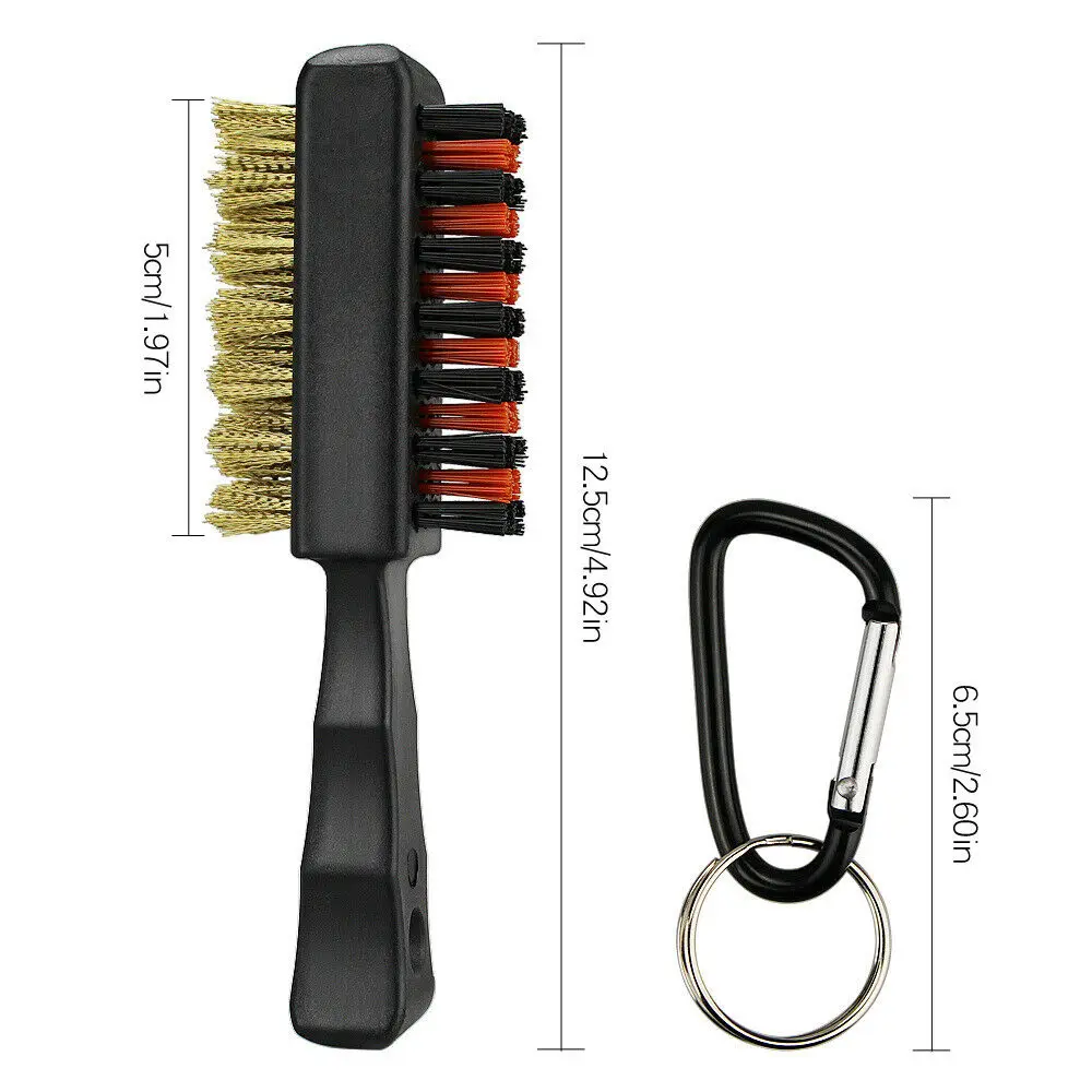 1 Pc Golf Club Brush Golf Accessories Groove Cleaner Dual-Bristle with Carabiner