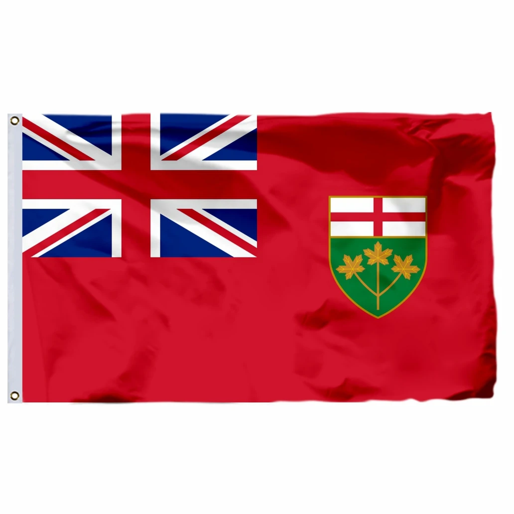 Canada Ontario Flag 90x150cm 3x5ft 120g 100D Polyester Free Shipping Canadian Provinces 60x90cm 21x14cm Banner