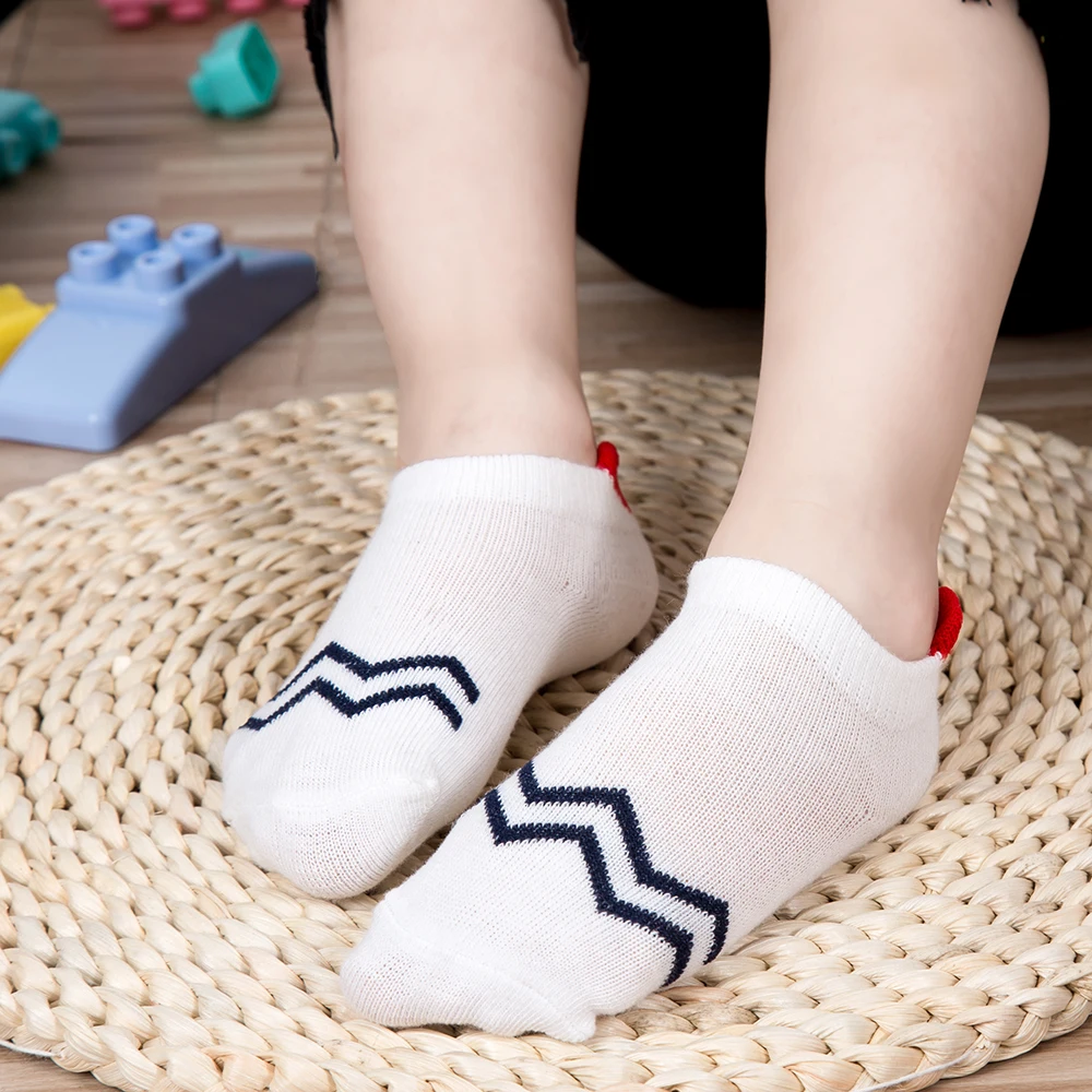 5Pairs/lot 2021 New Design Cute Lovely Short Baby Socks Red Heart Wave for Girls Cotton Mesh Cute Newborn Boy Toddler White Sock