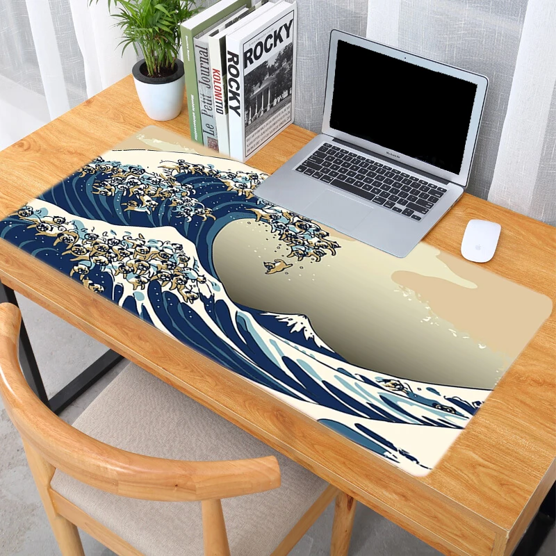 Kanagawa Waves Mouse Pad Gamer Desk Mat Mausepad Pc Gaming Table Wrist Rest Setup Gamer Accessories Varmilo Mousepad  300×800