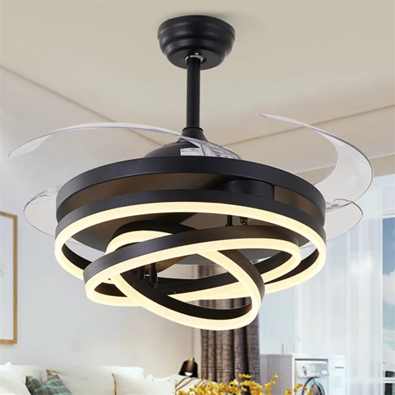 AOSONG Ceiling Fan Light Without Blade Lamp Remote Control Modern Creative Gold For Home Living Room 120V 240V