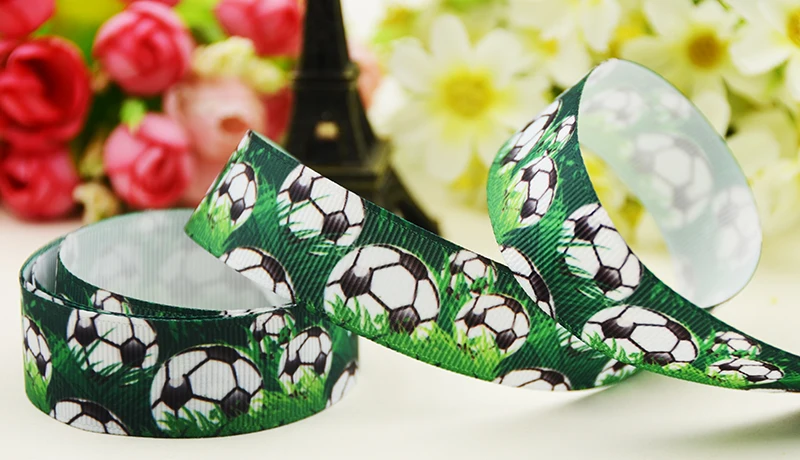 22mm 25mm 38mm 75mm Football Cartoon printed Grosgrain Ribbon party decoration 10 Yards X-05024