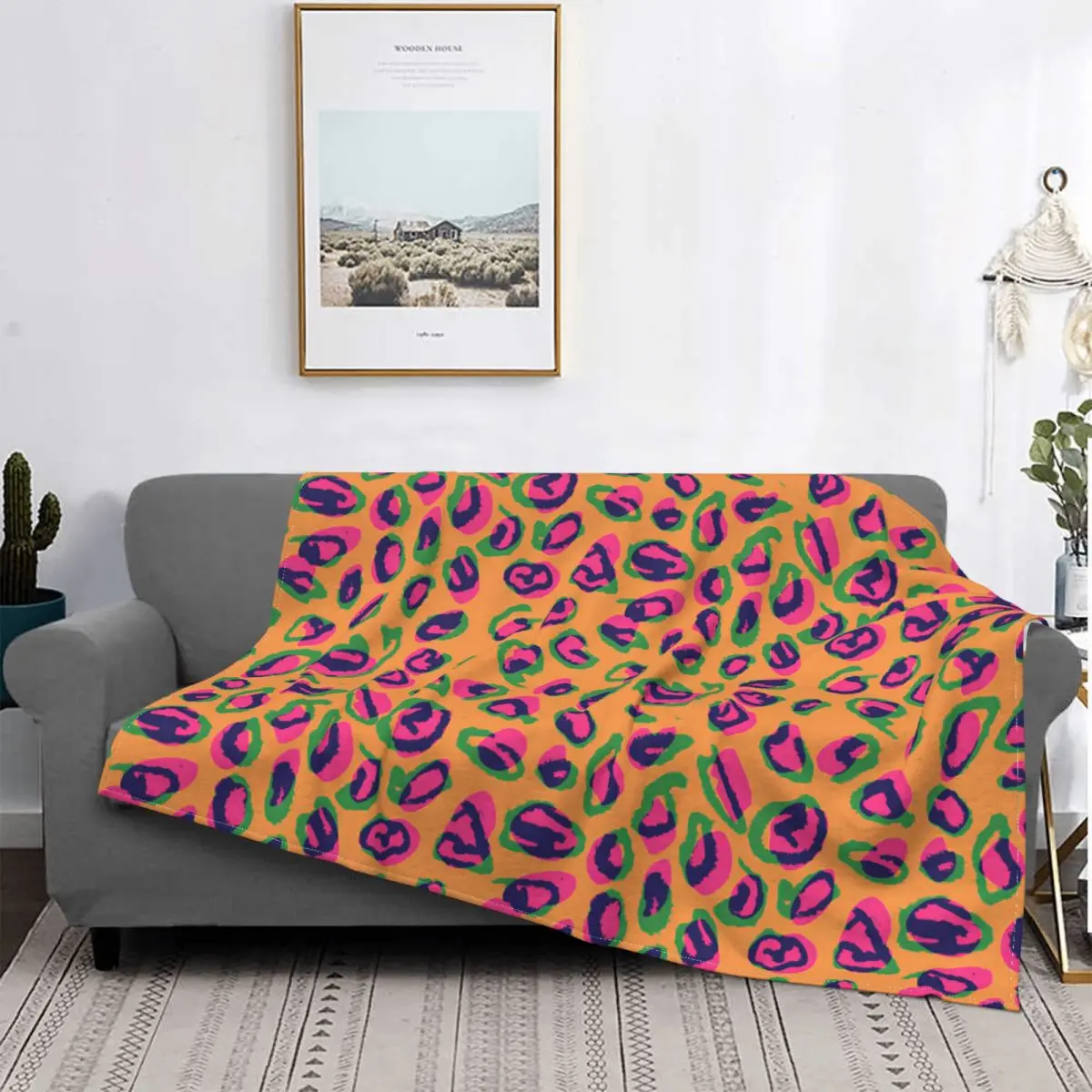 

Watercolor Leopard Print Blankets Fleece Decoration Ultra-Soft Throw Blankets for Bedding Bedroom Plush Thin Quilt