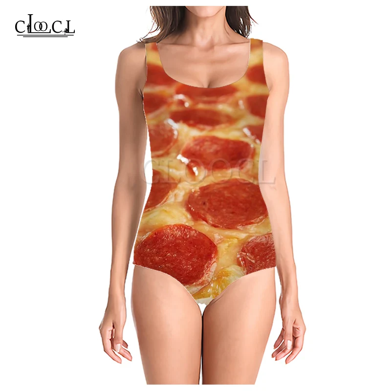 CLOOCL Food Pizza Series 3D Print Girls One-piece Swimsuit Bathing Suit Sleeveless Slim Sexy Women\'s 2021 Summer New Swimwear