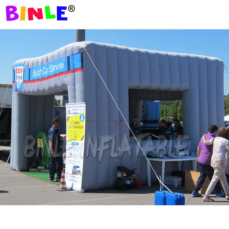 Custom grey 5x5x3.5m inflatable square cube tent,mobile service car garage tent for outdoor promotion