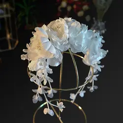 Diadema de seda con flores para niña y mujer, tocado de novia, accesorios para el cabello, decoración de boda