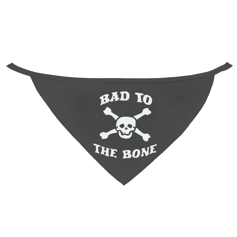 BAD TO THE BONE Skull รูปแบบคอปรับสุนัขผ้าพันคอผ้าพันคอสัตว์เลี้ยงน่ารัก Neckerchief สำหรับสุนัข Puppy Dog Cat สัตว์เลี้ยง Bibs