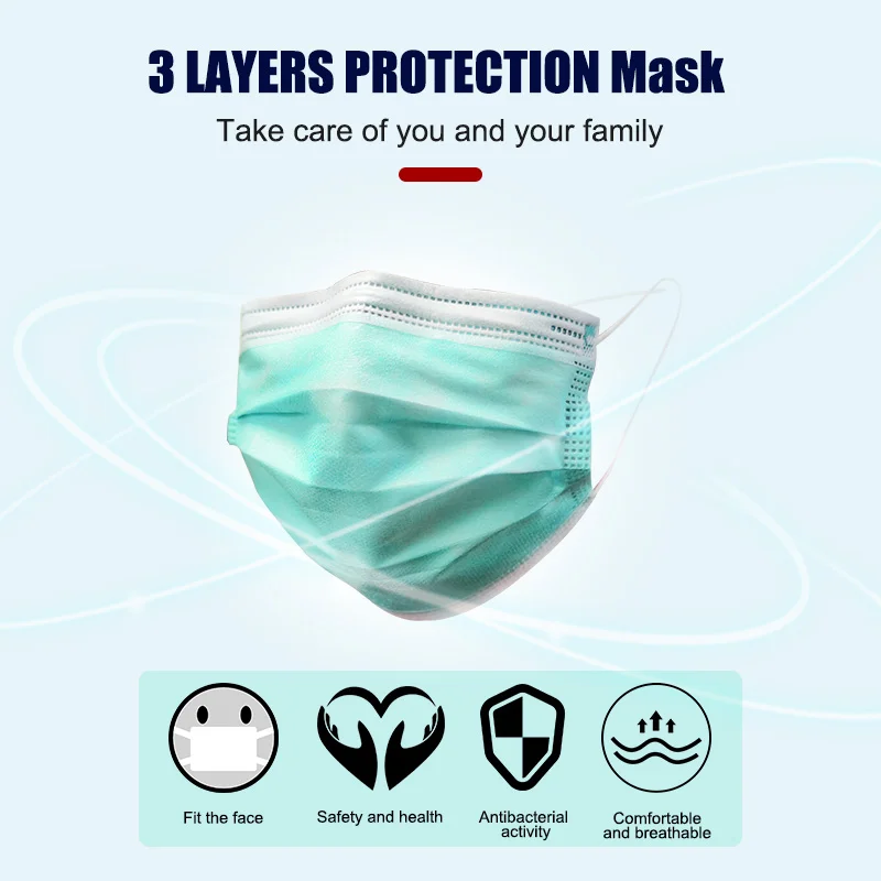 Disposable Mouth Face Masks Fashion Mascarillas Anti Pollution Dust Mouth Caps 3-Layer Meltblown Cloth Breathing Hygiene Mask 47