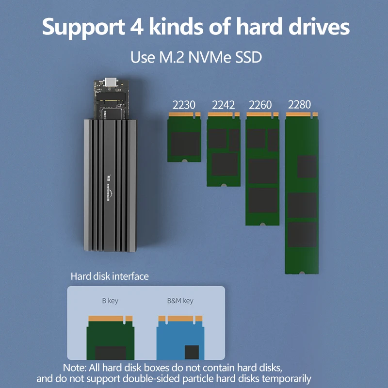 Blueend-قرص صلب عالي السرعة M2 SSD ، USB 3.1 ، 10 جيجابت في الثانية ، غلاف من الألومنيوم ، NVME ، نوع C إلى C ، تبريد متعدد