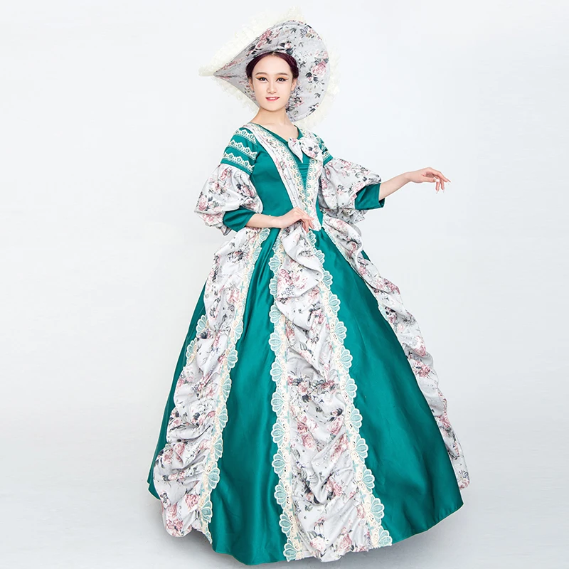 Palace dress lace lace beauty flower fairy tale dress girl princess stage performance prom dress host photo green costume