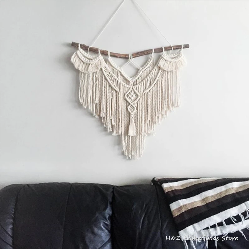 Macrame Wall Hanging Tapestry Bohemian Geometric Chic Living Room Bedside Porch Home House Decor Tassel Handmade Woven