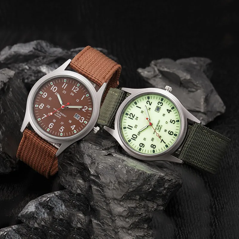 

Men Military Watch Quartz Analog Clock Canvas Wristband Sports Army Waterproof Wristwatch XIN-Shipping