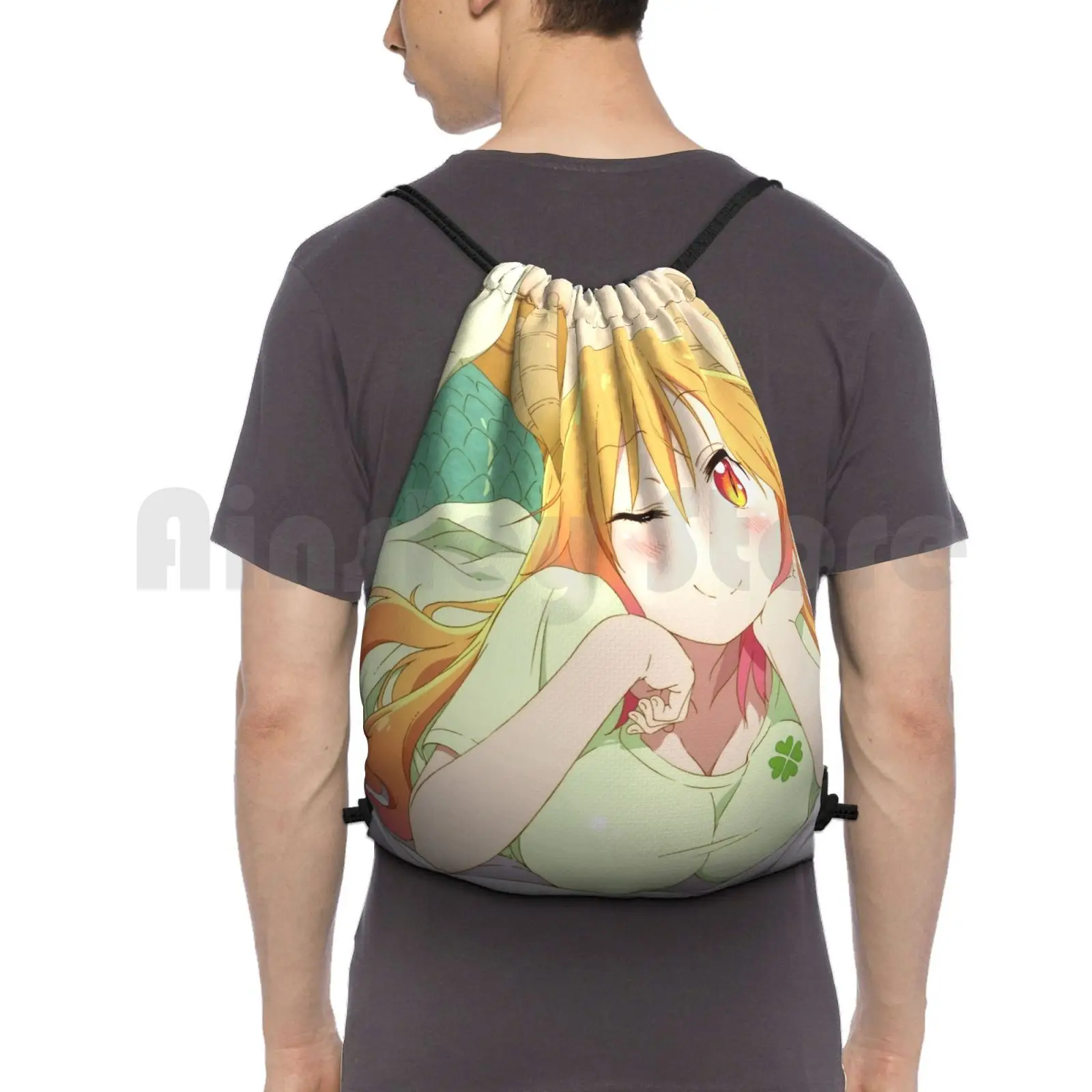 

Tohru-Miss Kobayashi's Dragon Maid Backpack Drawstring Bags Gym Bag Waterproof Tohru Anime Miss Kobaysashi Kobayashis
