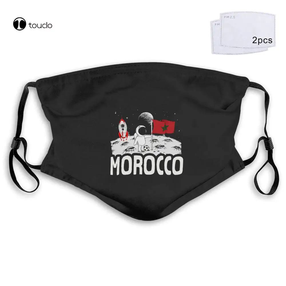 Morocco T-Shirt Moon Flag Face Mask Filter Pocket Cloth Reusable Washable