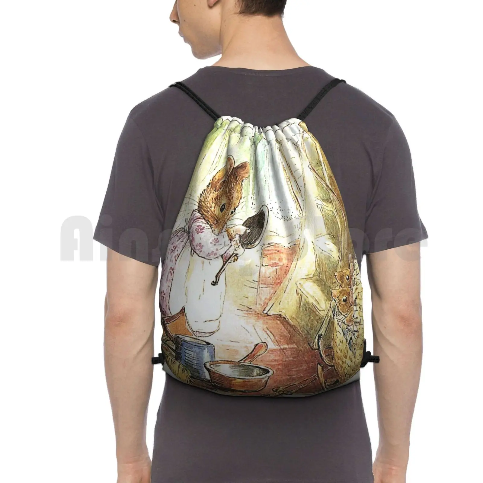 

The Tale Of Two Bad Mice-Beatrix Potter Backpack Drawstring Bag Riding Climbing Gym Bag Tale Of Two Bad Mice Mouse Mice