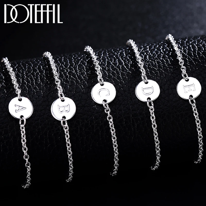 

DOTEFFIL 925 Sterling Silver English Alphabet Tag Chain Bracelet For Women Wedding Engagement Party Fashion Jewelry