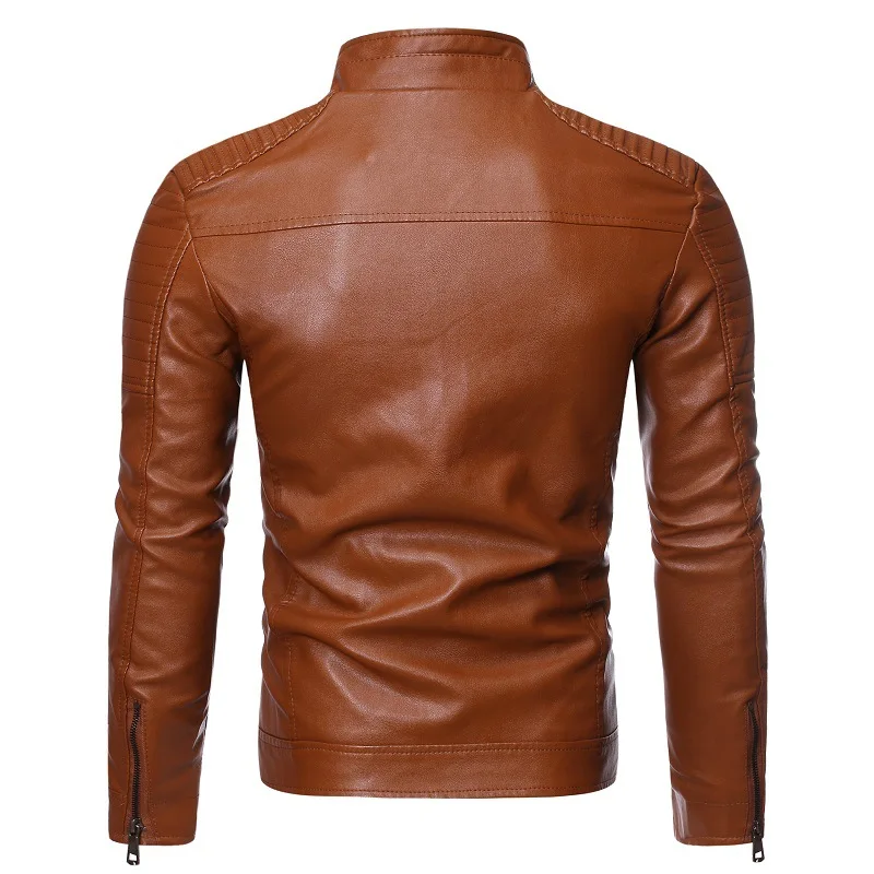 2021 Men Autumn New Causal Vintage Leather Jacket Coat Men Spring Fashion Design Motor Biker Pocket PU Leather Jacket Men 4XL-M