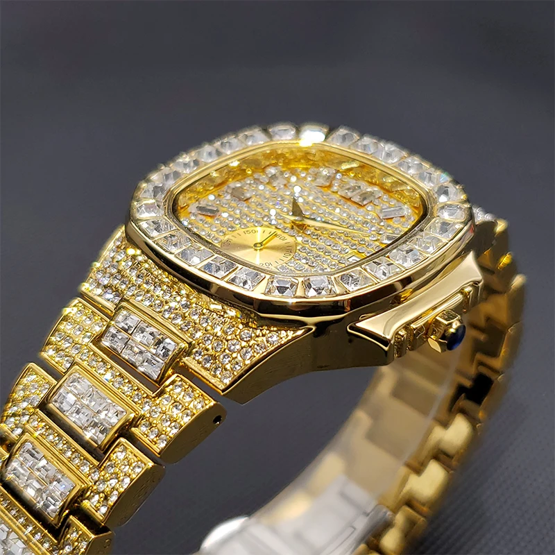 Men's Watches Gold Ice Out Diamond Luxury Top Brand Design Diver Watches For Man Waterproof Dropshipping relogio masculino 2020