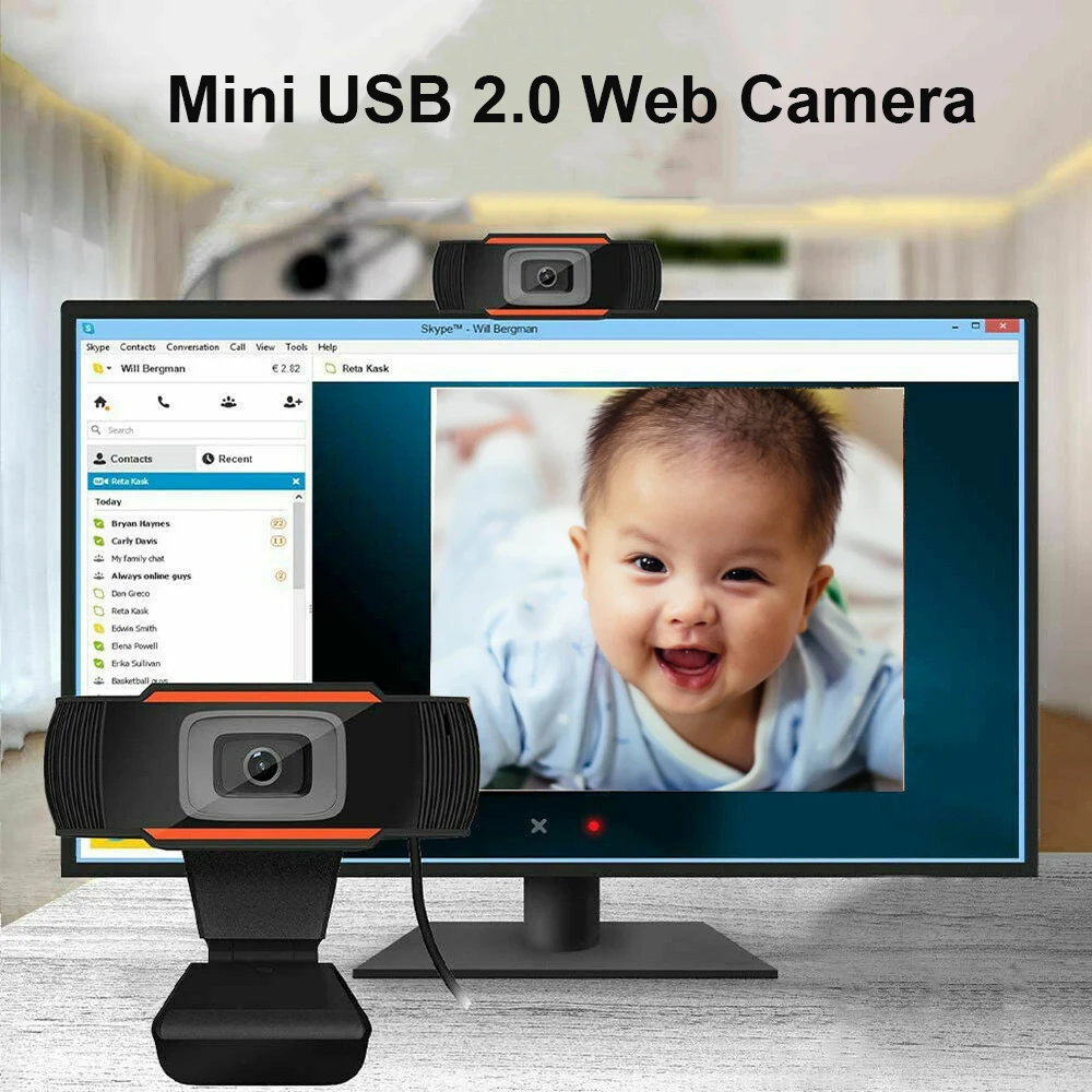 Desktop Webcam Computer PC HD Webcam With Mic Mini USB 2.0 Web Camera 720P for Online Studying Live Broadcast Video Calling