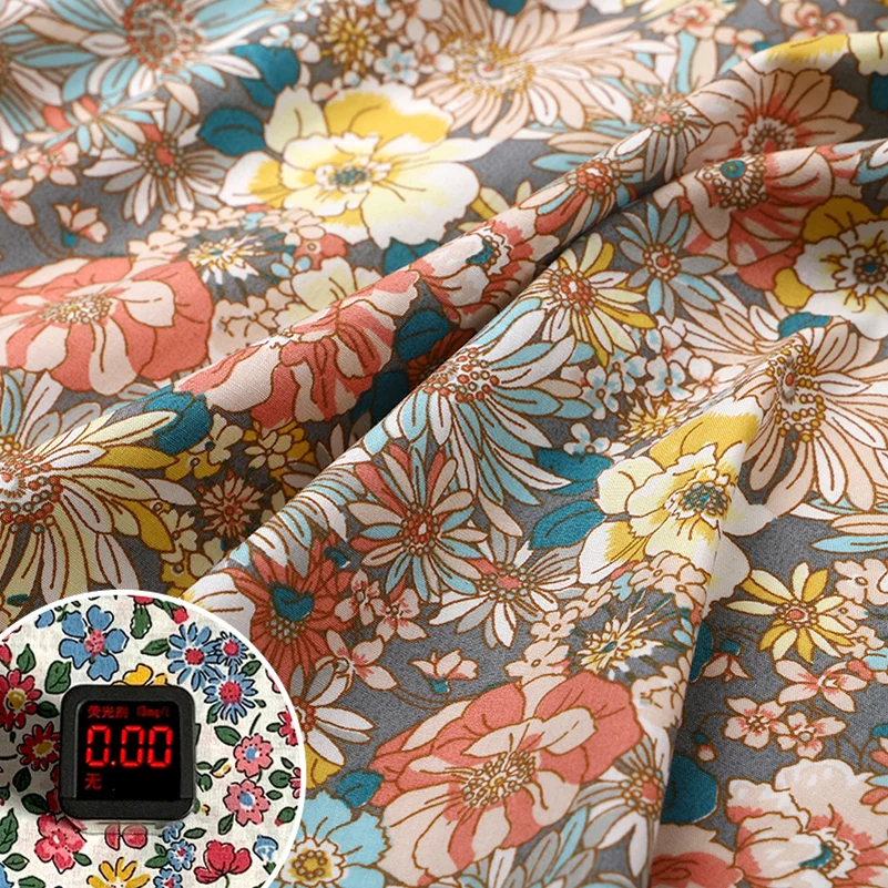 Liberty Flowers muślin popelina bawełniana tkanina z nadrukiem kwiatowe sukienki pikowane DIY Patchwork i robótki na pół metra