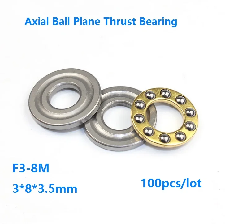 

100pcs/lot F3-8M 3×8×3.5mm High Quality Axial Ball Plane Thrust Bearing Miniature bearing steel 3*8*3.5mm plane ball bearing