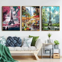 Classical  Europe France Paris Eiffel Tower Canvas Paintings Landscape Street Wall Art Posters And Prints Pictures Cuadros Decor