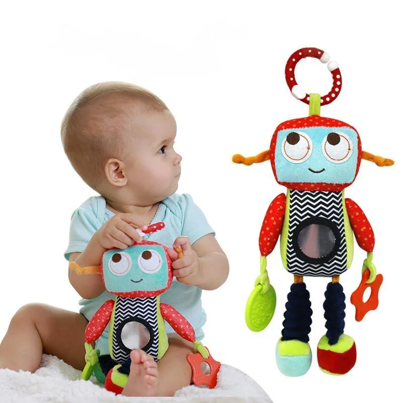 Newborn Baby Plush Stuffed Robot Doll Stroller Toys Elephant Rattle Infant Bed Crib Hanging Mobile Toys For Children Kids Gifts