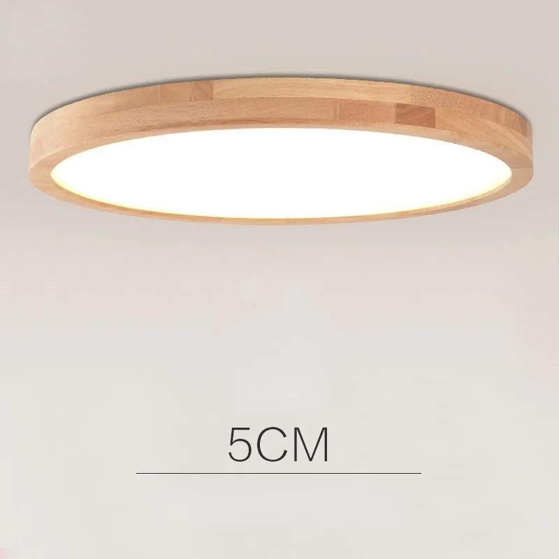 Nordic Bedroom Led Log Ceiling Lamp 5cm Ultra-thin Modern Minimalist Room Lamp Solid Wood Living Room Lamp Round Japanese Style