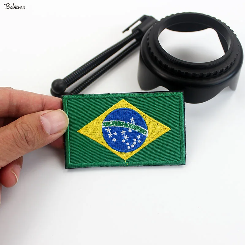 Brazil Country flag Patches with Hook Loop Brazilian Banner Badges Armband Stickers For Backpack Caps Uniform Decoration