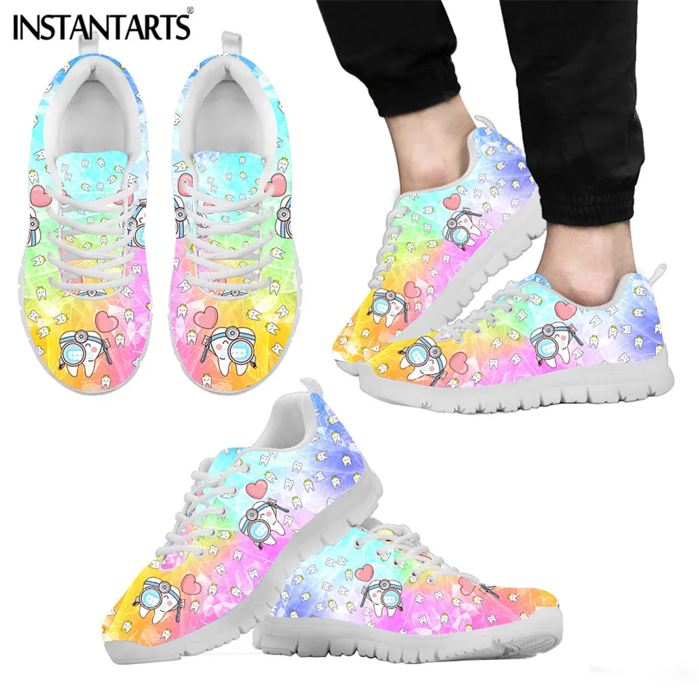 INSTANTARTS Dentist Shoes Woman Flats Sneakers Gradient Tooth Dental Doctor Print Summer Breathable Female Shoe Ladies Footwear