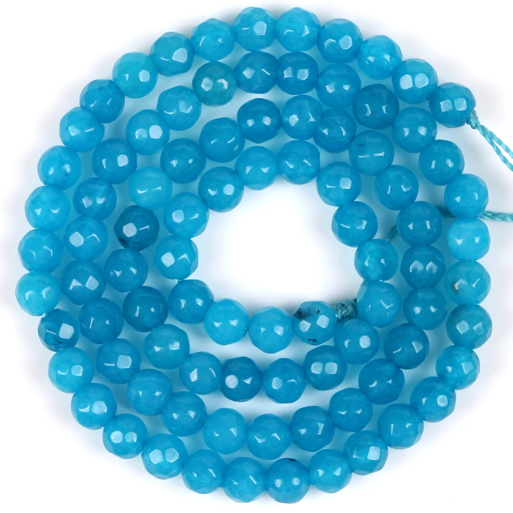 Natural Blue Sapphires Jades Stone Round Loose Beads For Jewelry Making 4/6/8/10/12mm DIY Bracelet Necklace