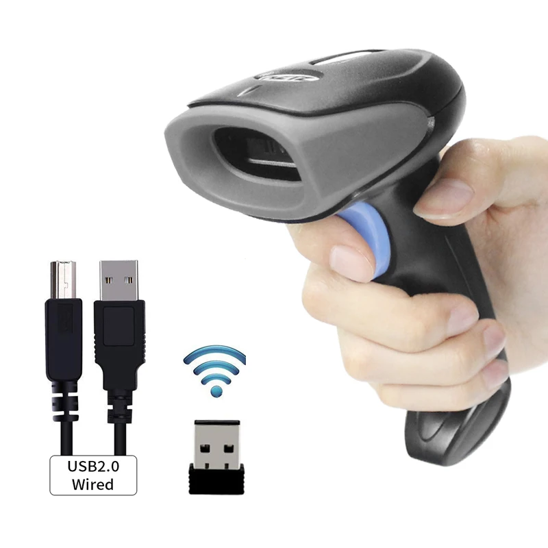 HZTZ Wireless Barcode Scanner USB Verdrahtete/2,4G Wireless 1D Bar code Reader für Inventar POS-Terminal