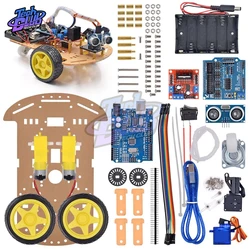 Ultrasonic obstacle avoidance L298N motor drive 2WD smart robot car Chassis kit Ultrasonic Module for Arduino R3 DIY kit