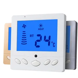 Termostato de aire acondicionado con pantalla LCD, termostato de ventilador, termorregulador de temperatura, panel de interruptor de termómetro de control inteligente