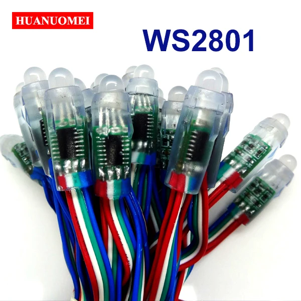 5V 12mm WS2801 Pixel RGB LED String Light Module Digital Lamp 50LEDs/string Waterproof IP68 Lightbox TV Letters Sign