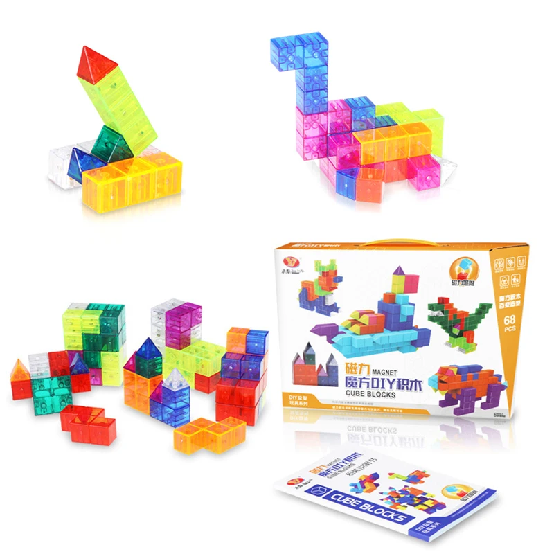 Children Magnetic Cube Luban Puzzle Block Toys For Boy And Girl Color Magnetic Block Parent-child Interactive Desktop Toys Gifts