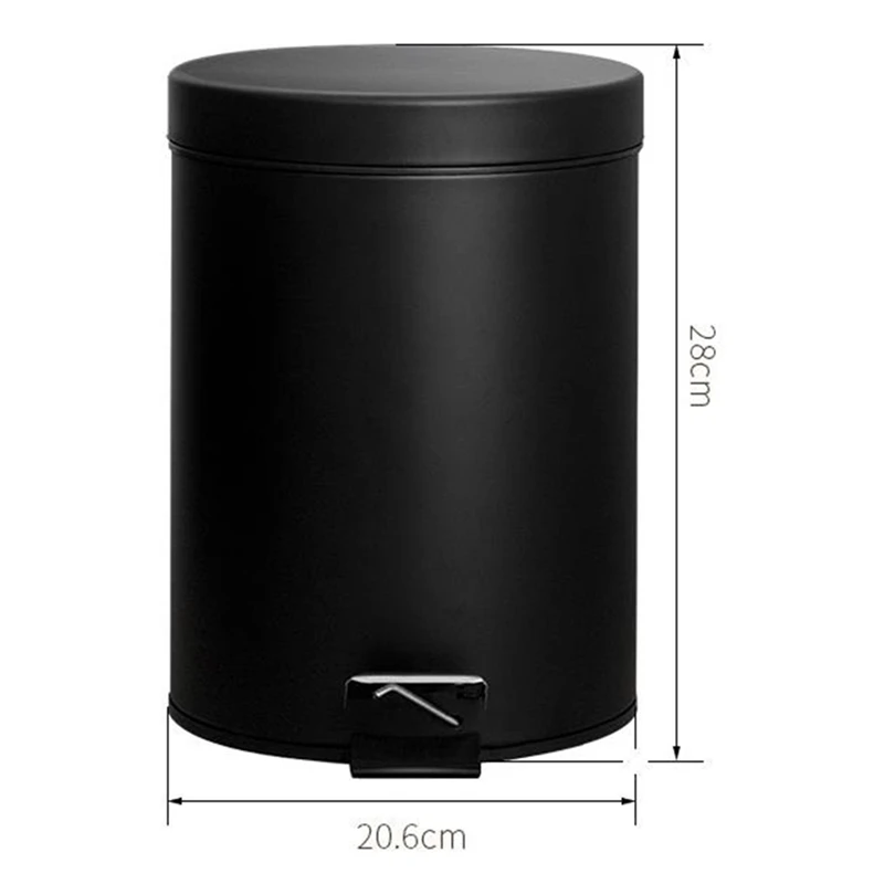 Black Silent Trash Can Household Living Room Bathroom Foot-Operated Convenient Cleaning Bucket Kitchen Waste Trash Can with Lid