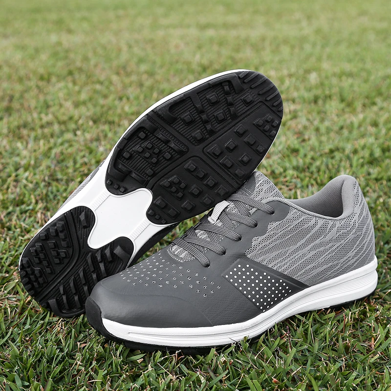 2021 New Waterproof Men Golf Shoes Big Size 39-46 Outdoor Training Sneakers Men Mesh Breathable Black Gray Golf Sport Shoes Man