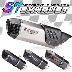 Universal 51mm Motorcycle Exhaust Muffler Double hole Escape Moto pipe for TMAX530 XMAX300 R15 R25 R3 Z400 Z750 Z900 Z1000 RC390