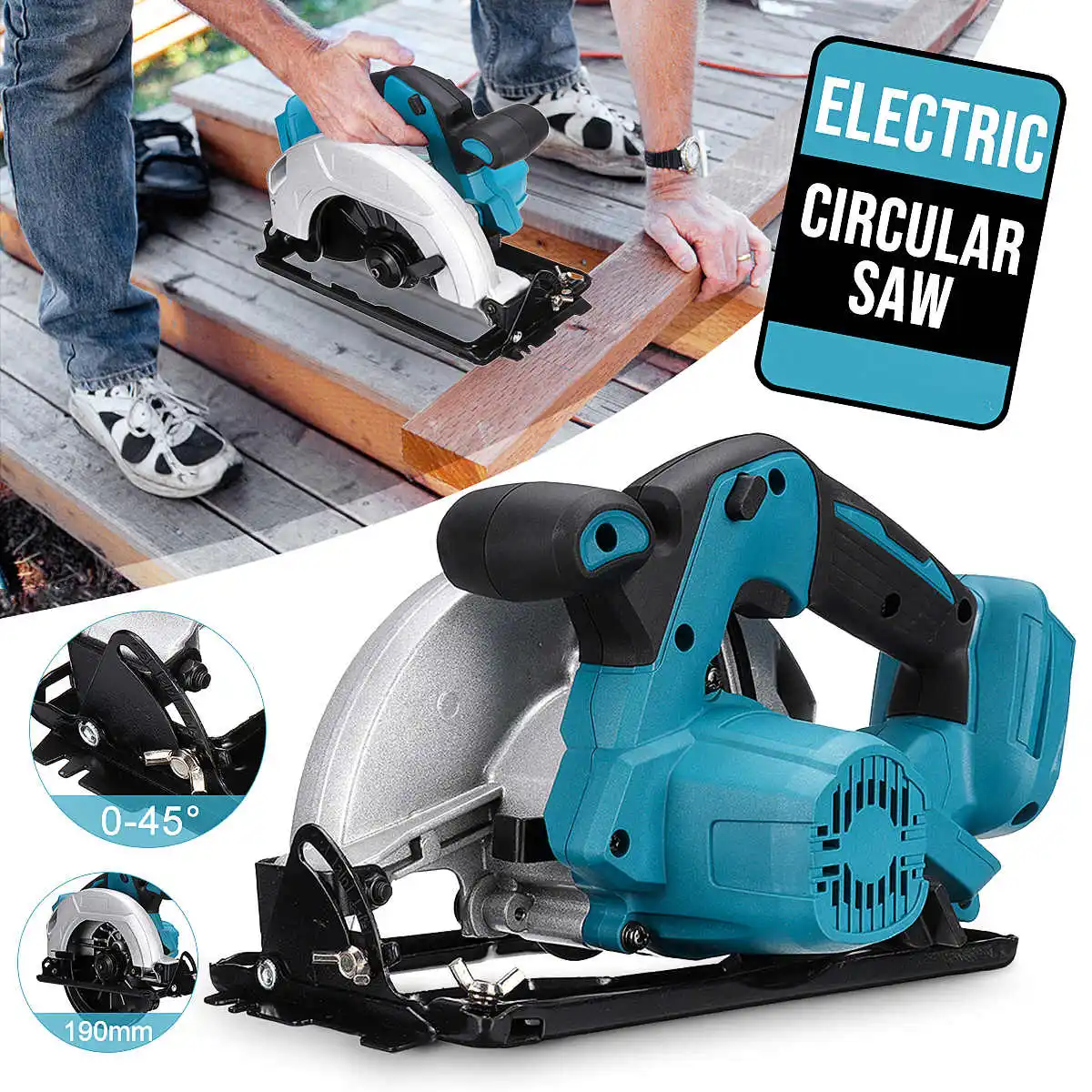 Drillpro 18V  Brushless Circular Saw 0°-45° Adjustable Woodworking Cutting Cordless Electric Saw Machine for Makita 18V Battery