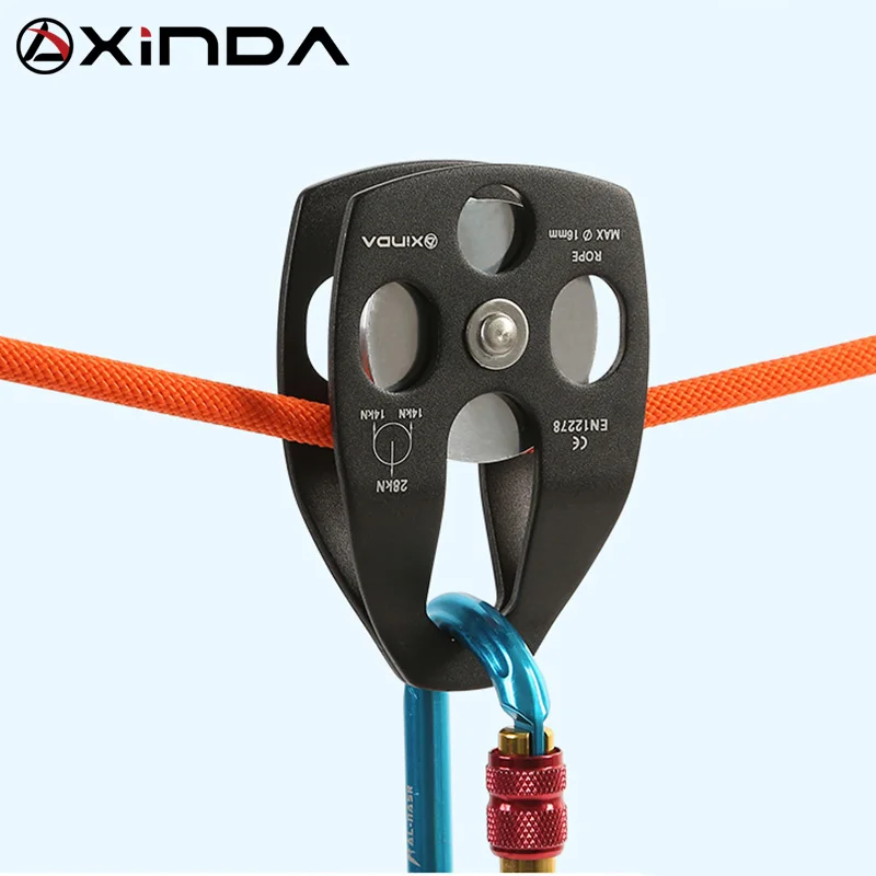 XINDA Professional  Pulley Gear Mountaineering Rock Climbing Rescue High Altitude Carriage Rescue Pulley Sheave with Swing Plate