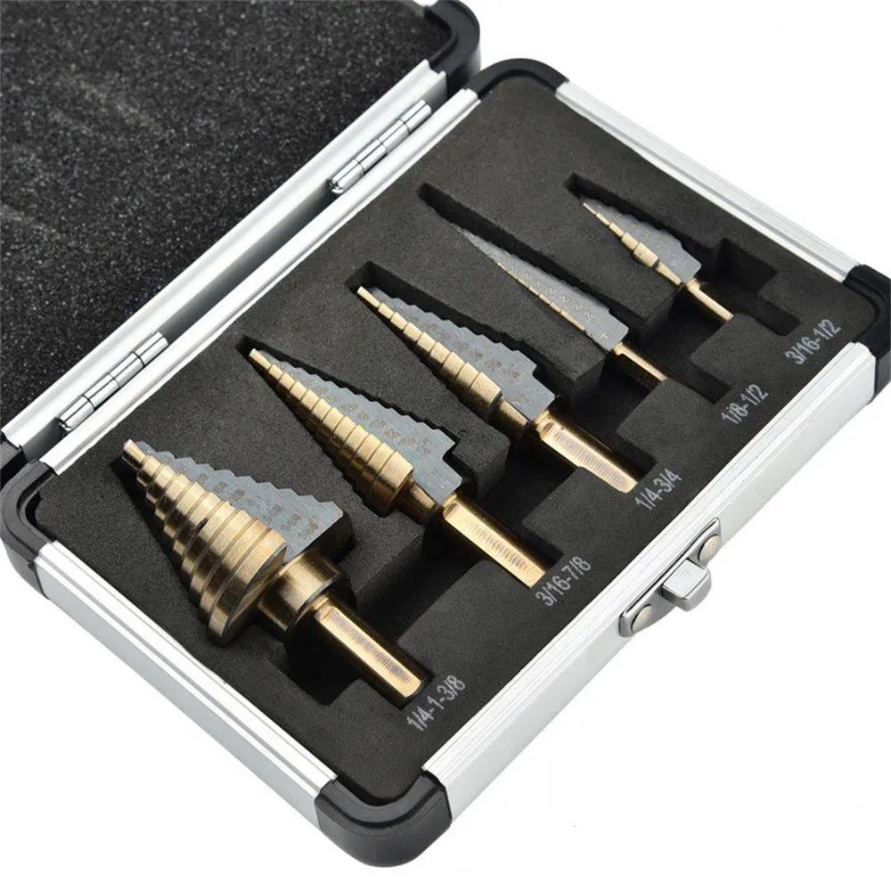 5pcs/lot inch step drill bit set Hss cobalt porous 50 size high speed steel wood metal drill bit set power tool