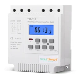 Digital Programmable Relay Timer Switch, Exhaust Water Pump, Motor, Intelligent Time Controller, Três Fases, 7 Dias, TM613, 380V, 16A