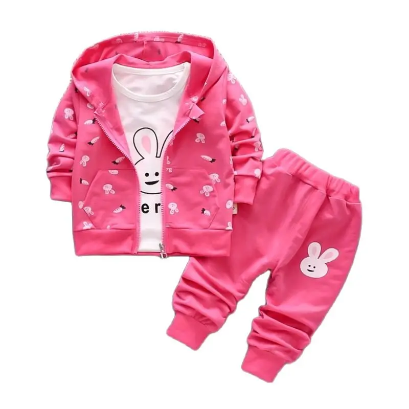 2023 Real Roupas Infantis Children\'s Garment Spring And Autumn New Girl Pure Cotton Printing Three-piece Child Suit 0-4y