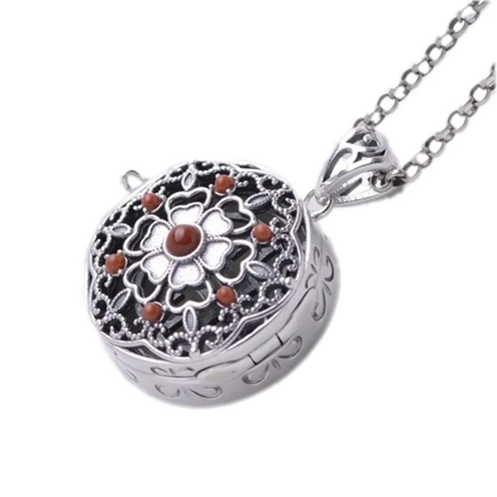 

BOCAI New real S925 pure silver woman pendant carved peach heart sachet accessories, agate natural jade necklace pendant