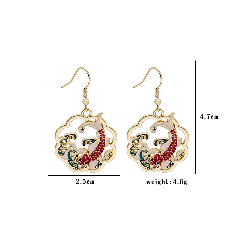 Cute Animal Snake Rabbit Koi Cat Ethnic Earrings For Women Girls Enamel Painted Colorful Delicate Gold Color Earrings Jewelry