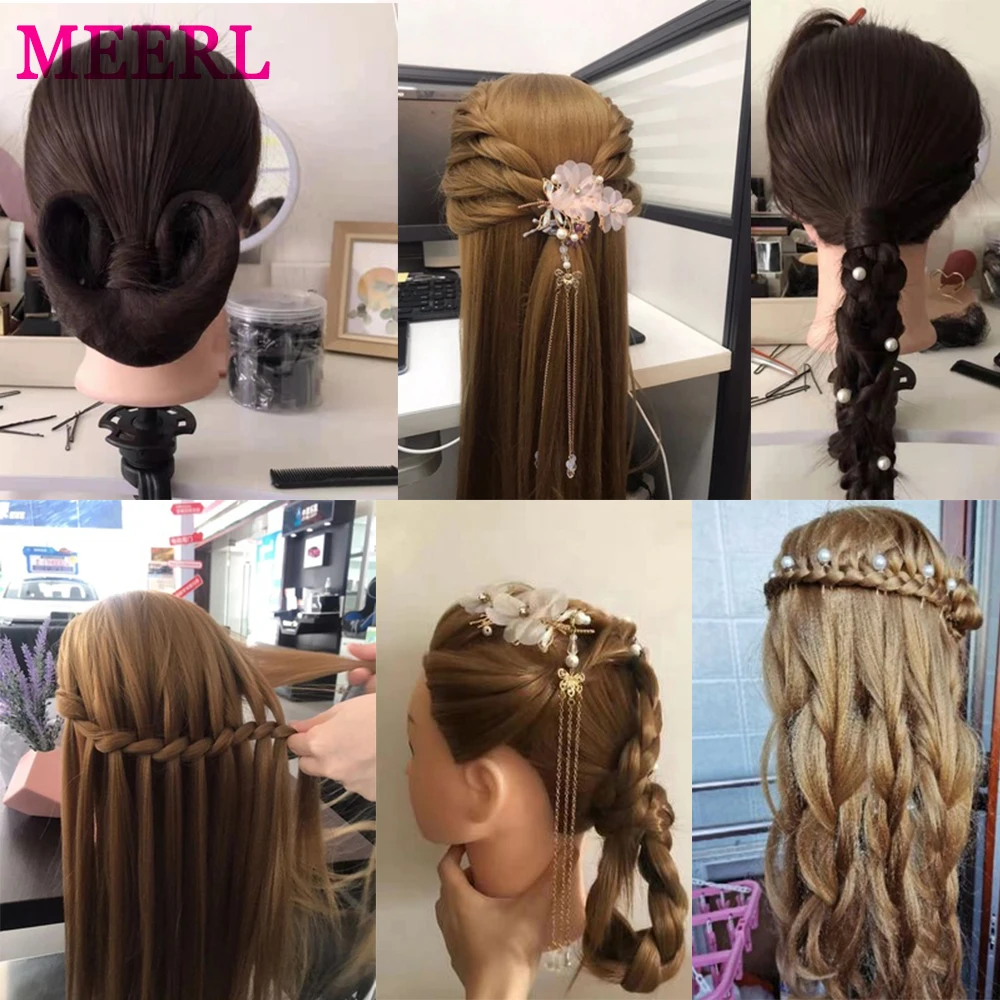 26\'\'80% Real Human Hair Mannequin Head For Hair Training Styling Professional Hairdressing Cosmetology Dolls Head For Hairstyles