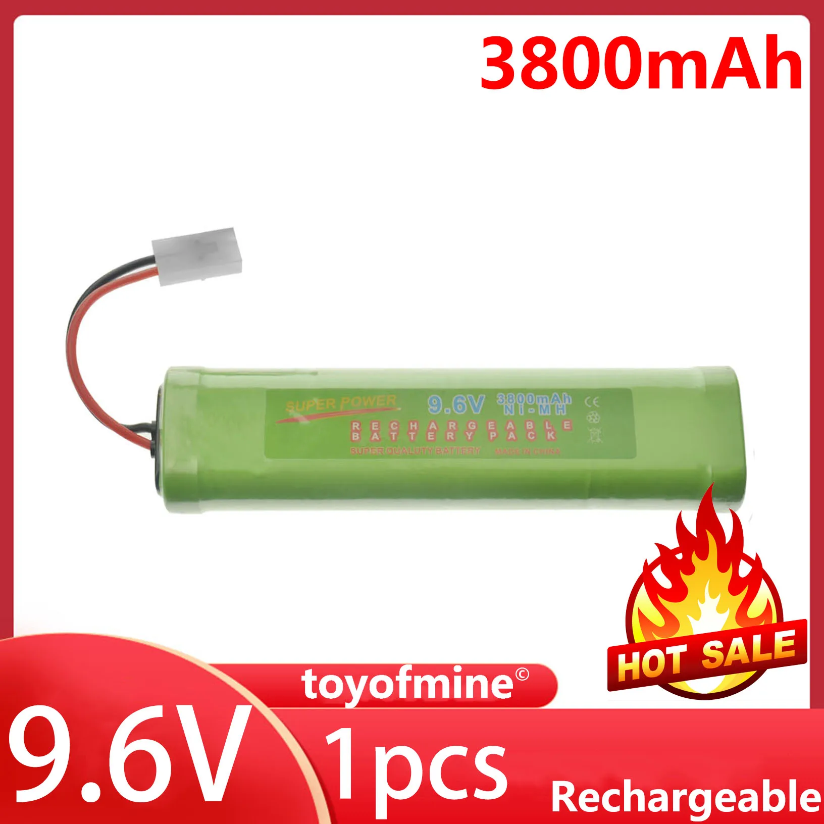 1x9.6V NiMH 3800mAh แบตเตอรี่ชาร์จแพ็ครถ Tamiya Plug